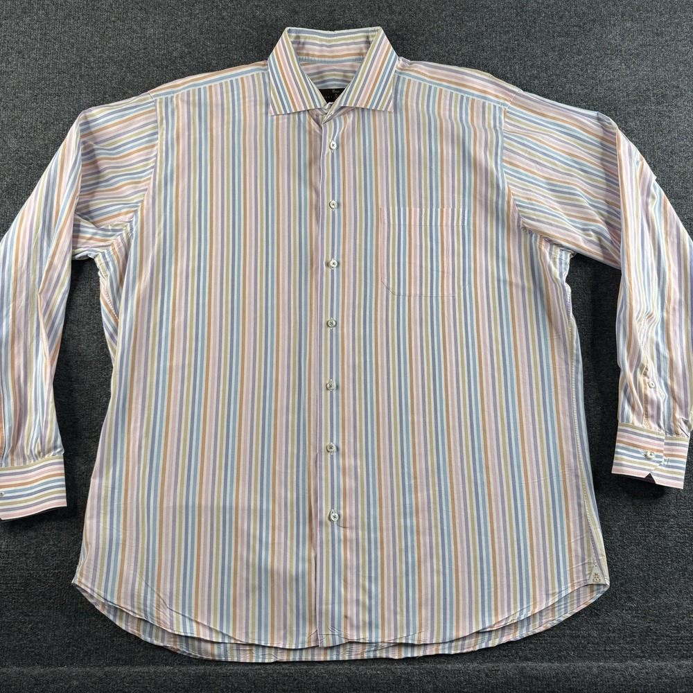 Robert Talbott Estate Classic Dress‎ Shirt Men's XL 17.5 Stripe Button Down EUC